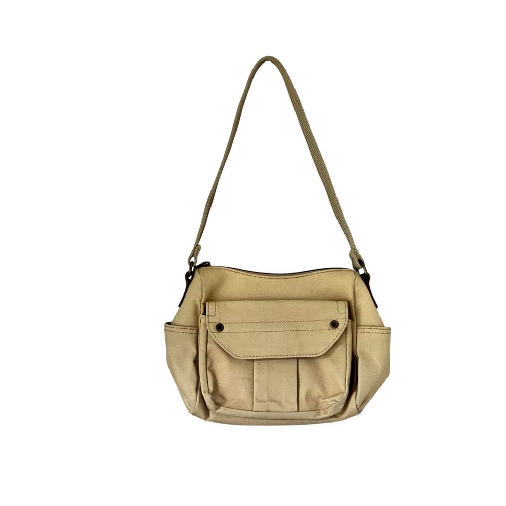 Fossil Beige Denim Canvas Handbag: 90s, Y2K